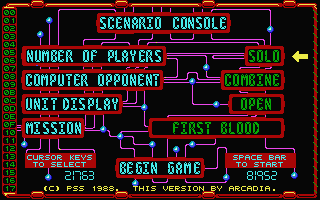 Firezone (Atari ST) screenshot: Main menu