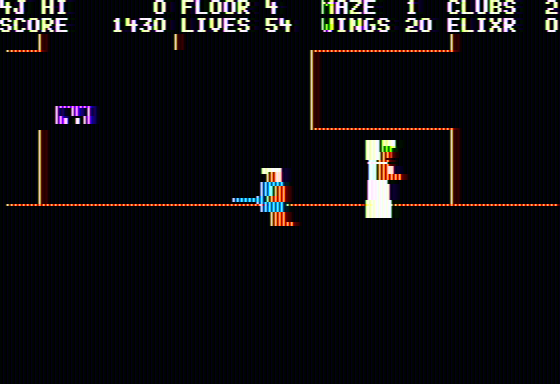 Minotaur (Apple II) screenshot: Meeting a virgin who gives life when touched