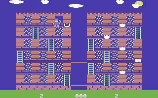 Memory Manor (Commodore 64) screenshot: The windows are dirty (and hiding things). I need to clean them.