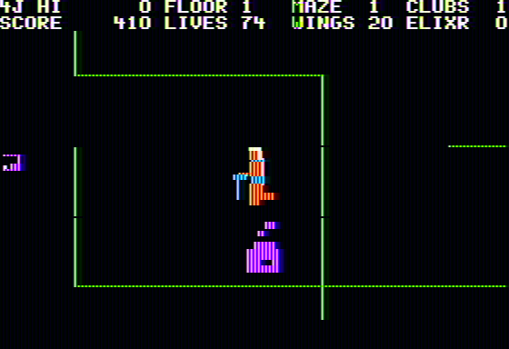 Minotaur (Apple II) screenshot: Elixir turns you into a ghost