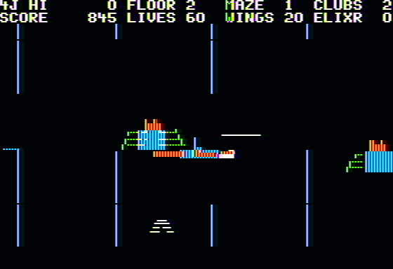Minotaur (Apple II) screenshot: Theseus lies down after taking damage