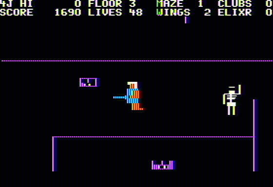 Minotaur (Apple II) screenshot: A fury (left) and a minotaur scout (right)