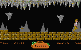 In 80 Days Around the World (Atari ST) screenshot: I avoided the falling rocks