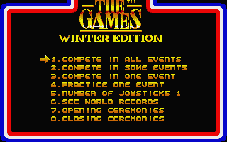 The Games: Winter Edition (Atari ST) screenshot: Main menu