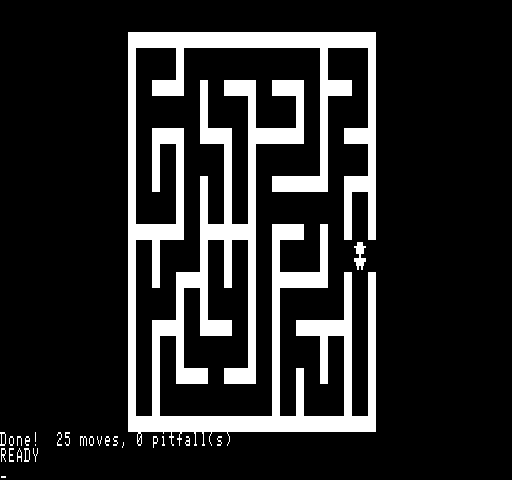 Magic Maze (Exidy Sorcerer) screenshot: Reaching the exit