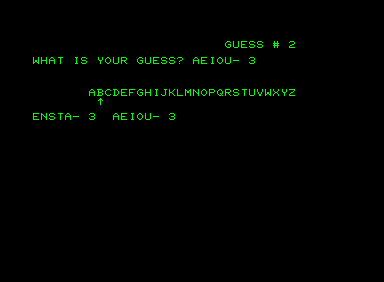 G-Word (Commodore PET/CBM) screenshot: Second guess