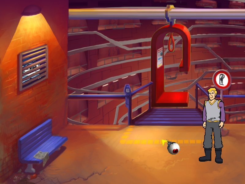 Space Quest: Vohaul Strikes Back (Windows) screenshot: This "tram" (for me a tram is a streetcar, isn't it?...) can be used to travel a bit around the fortress, but first we need to disable the self-destruct sequence.