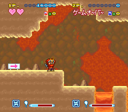 Super Ninja-kun (SNES) screenshot: Cave level