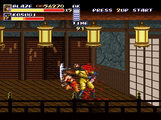 Streets of Rage Remake (Windows) screenshot: Blaze performs one of her more powerful moves (2011 version).
