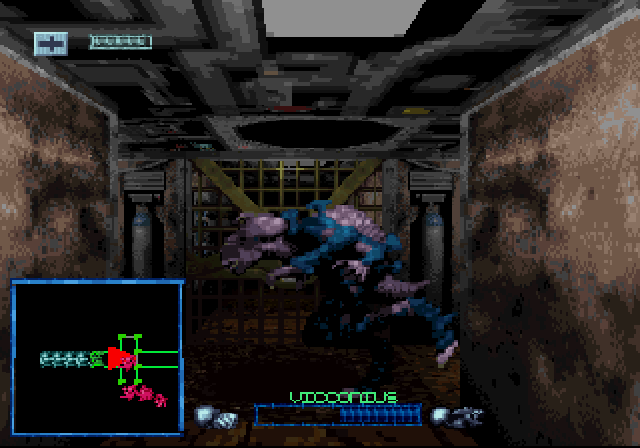 Space Hulk: Vengeance of the Blood Angels (SEGA Saturn) screenshot: The enemy is approaching