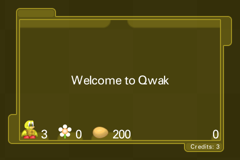 Qwak (iPhone) screenshot: Greeting ("lite" demo version)