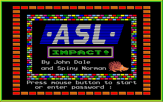 Blockbuster (Amiga) screenshot: Title screen. This is the U.K. release of the game, going by the name "Impact".