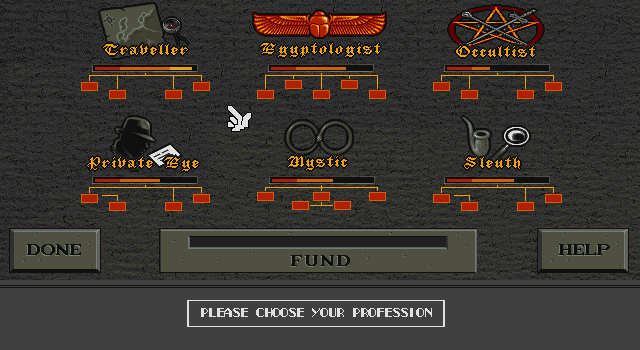 Daughter of Serpents (DOS) screenshot: Step 2: Pick a profession.