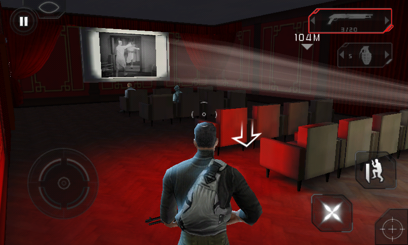Tom Clancy's Splinter Cell: Conviction (Android) screenshot: Some thugs enjoying the movies