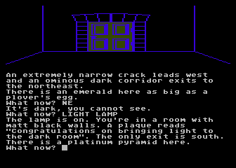 Jewels of Darkness (Atari 8-bit) screenshot: Colossal Adventure: dark room