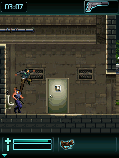 Tom Clancy's Splinter Cell: Conviction (J2ME) screenshot: Jumping down and knocking out an enemy