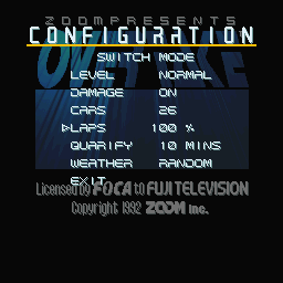 Overtake (Sharp X68000) screenshot: Configuration screen