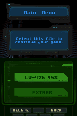Aliens: Infestation (Nintendo DS) screenshot: Main Menu