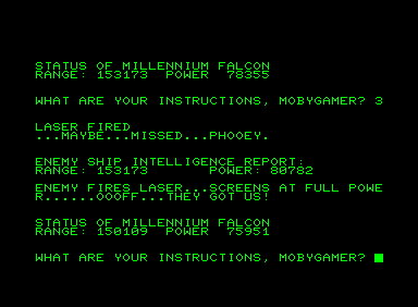 Star Wars (Commodore PET/CBM) screenshot: pew pew pew!