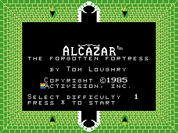 Alcazar: The Forgotten Fortress (ColecoVision) screenshot: Title screen.