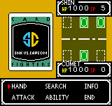 SNK vs. Capcom: Card Fighters' Clash - Capcom Cardfighter's Version (Neo Geo Pocket Color) screenshot: Options of the card battle screen