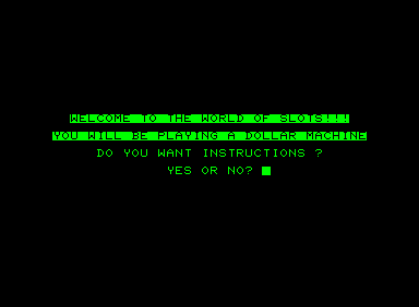 Screenshot of Slot Machine (Commodore PET/CBM, 1980) - MobyGames