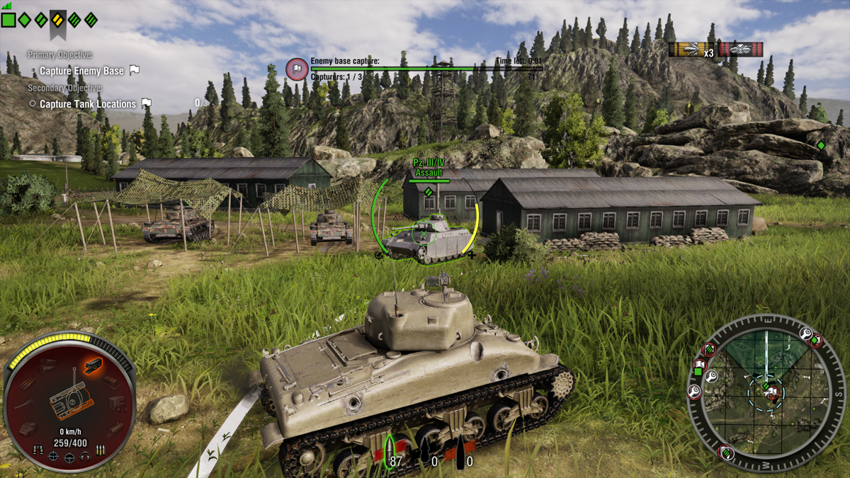 World of Tanks: Xbox 360 Edition (Xbox One) screenshot: We are making good progress, this base and the enemy tank is ours now.