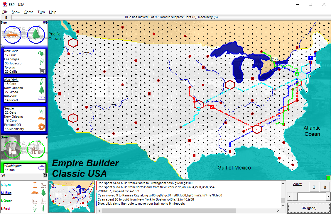 Empire Builder Pronto (Windows) screenshot: Empire Builder game in progress