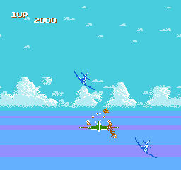 Sky Destroyer (NES) screenshot: The plane got hit by enemy fire