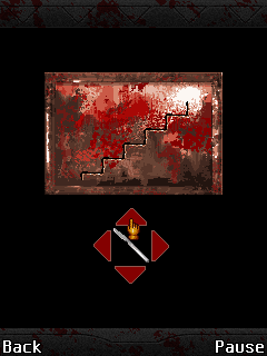 Silent Hill Mobile 2 (J2ME) screenshot: Here I have to carve a pattern into the painting