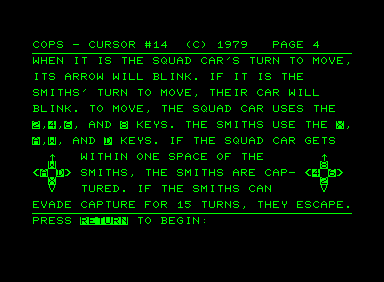 Screenshot of Cops (Commodore PET/CBM, 1979) - MobyGames