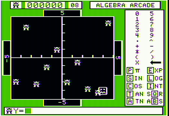 Algebra Arcade (Apple II) screenshot: Starting out