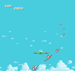 Sky Destroyer (NES) screenshot: Enemy planes flying in formation