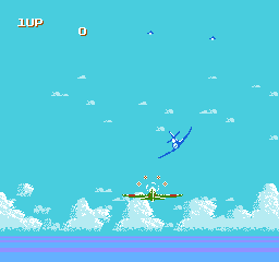 Sky Destroyer (NES) screenshot: An incoming enemy plane