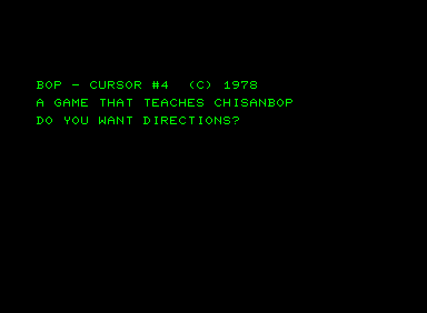 Bop (Commodore PET/CBM) screenshot: Introduction screen