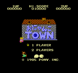 Onyanko Town (NES) screenshot: Title screen