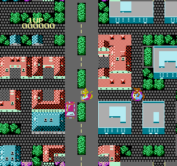 Onyanko Town (NES) screenshot: Crossing the street