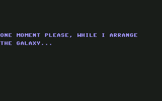 Star Trek (Commodore 64) screenshot: Please wait while I arrange the galaxy.