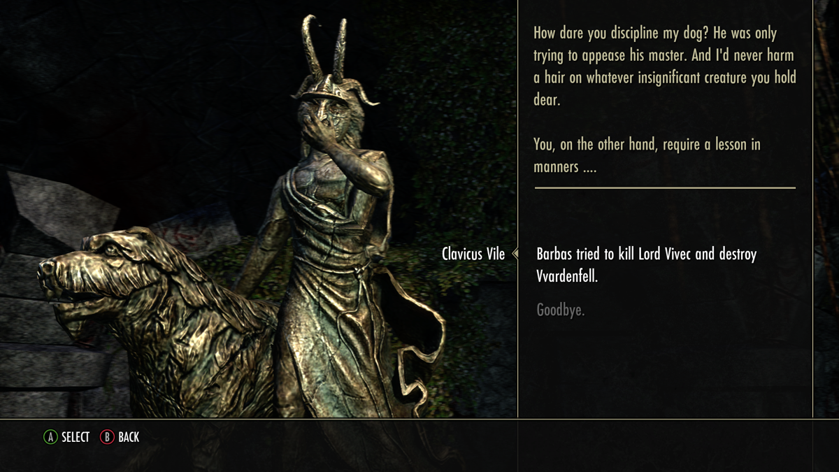 The Elder Scrolls Online: Morrowind (Xbox One) screenshot: Clavicus Vile is not amused.