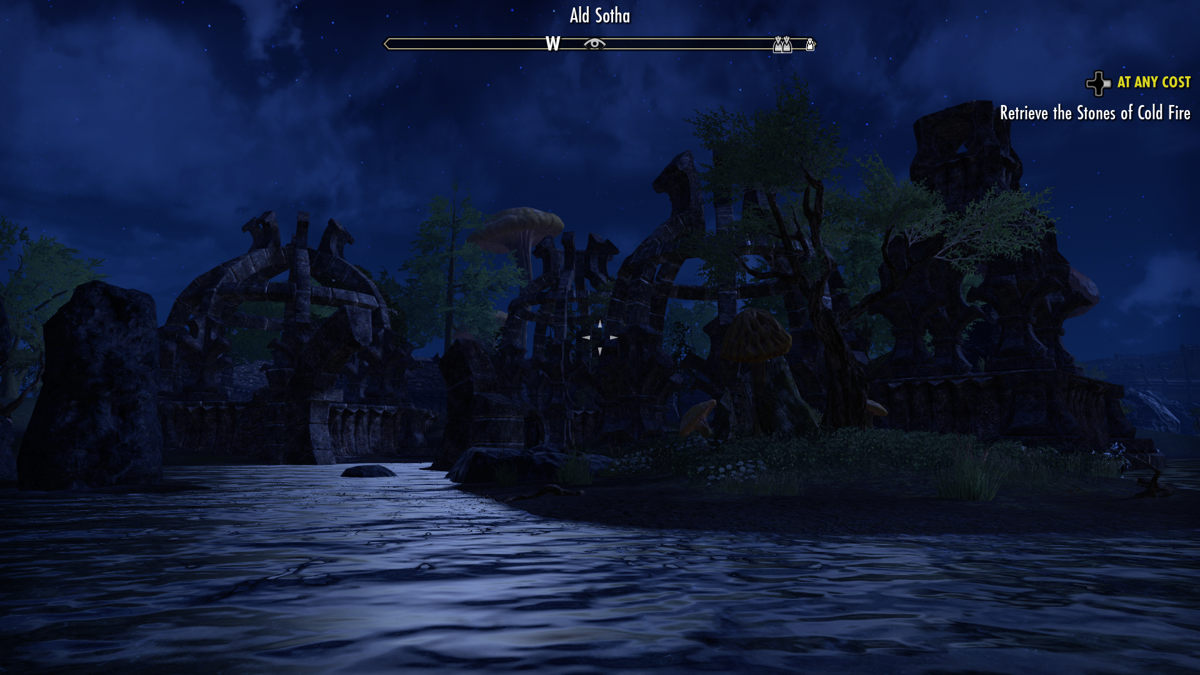 The Elder Scrolls Online: Morrowind (Xbox One) screenshot: Approaching Ald Sotha, a Daedric ruin.