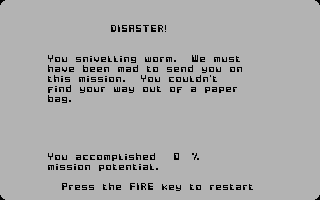 Mission Omega (Commodore 64) screenshot: Oh well, I failed.