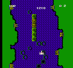 Zunō Senkan Galg (NES) screenshot: Non moving structures can be destroyed too