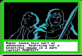 ZorkQuest: Assault on Egreth Castle (Apple II) screenshot: Ryker at his finest.