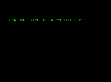 Defend! (Commodore PET/CBM) screenshot: Difficulty settings