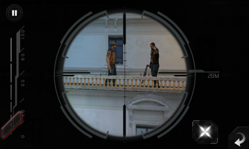 Tom Clancy's Splinter Cell: Conviction (Android) screenshot: Using a sniper rifle