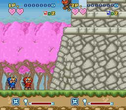 Super Ninja-kun (SNES) screenshot: Two-player simultaneous play