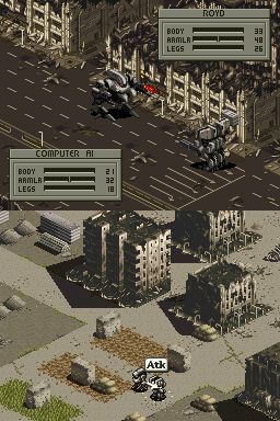 Front Mission (Nintendo DS) screenshot: Combat Screen