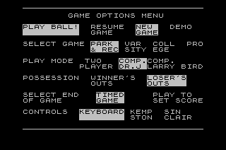 One-on-One (ZX Spectrum) screenshot: Menu screen