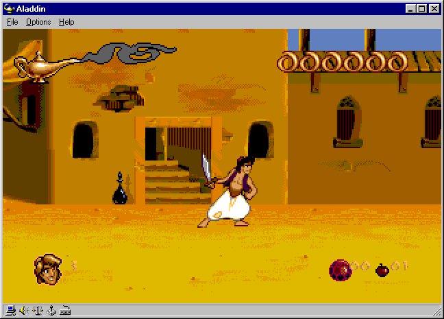 Disney's Aladdin (Windows) screenshot: Starting the gameplay (Large size)