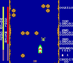 River Patrol (Arcade) screenshot: Save the drowning person!